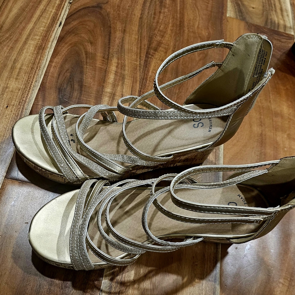 Stylish Beige Strappy Wedge Sandals
